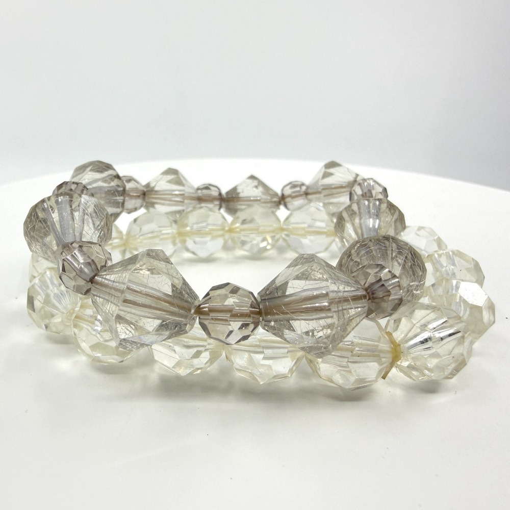 Crystal Clear Beaded Stretch Bracelet Stack - Boho Minimalist Jewelry Set